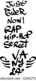 Many graffiti tags on a white background. Vector art