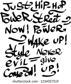 Many graffiti tags on a white background. Vector art