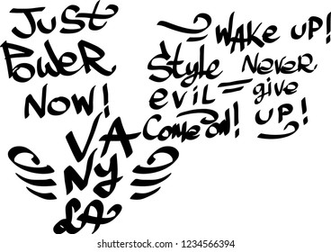 Many graffiti tags on a white background. Vector art