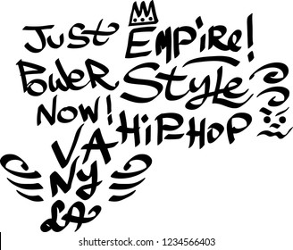 Many graffiti tags on a white background. Vector art