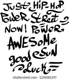 Many graffiti tags on a white background. Vector art