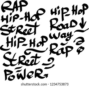 Many graffiti tags on a white background. Vector art