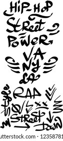 Many graffiti tags on a white background. Vector art