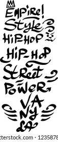 Many graffiti tags on a white background. Vector art