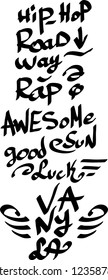 Many graffiti tags on a white background. Vector art