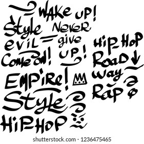 Many graffiti tags on a white background. Vector art