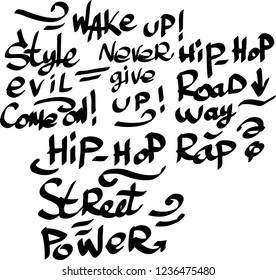 Many graffiti tags on a white background. Vector art