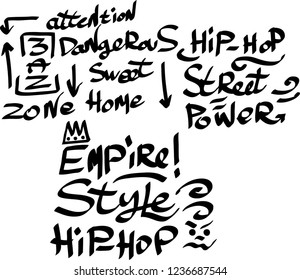 Many graffiti tags on a white background. Vector art