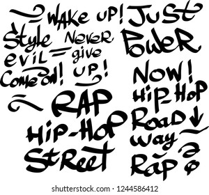 Many graffiti tags on a white background. Vector art
