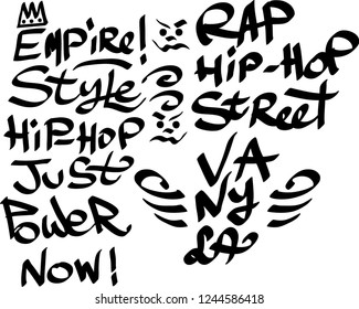 Many graffiti tags on a white background. Vector art