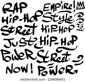 Many graffiti tags on a white background. Vector art
