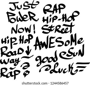 Many graffiti tags on a white background. Vector art