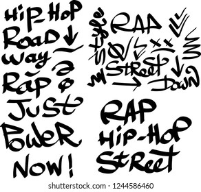 Many graffiti tags on a white background. Vector art