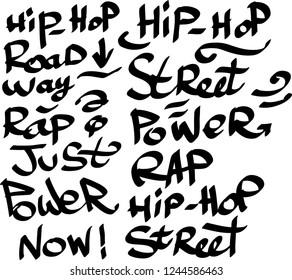 Many graffiti tags on a white background. Vector art