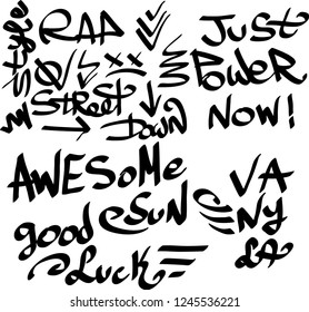 Many graffiti tags on a white background. Vector art