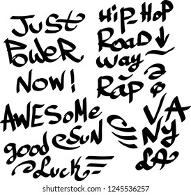 Many graffiti tags on a white background. Vector art