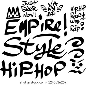 Many graffiti tags on a white background. Vector art
