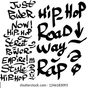 Many graffiti tags on a white background. Vector art