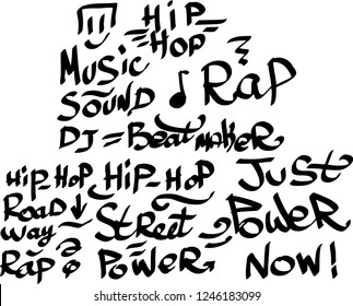 Many graffiti tags on a white background. Vector art