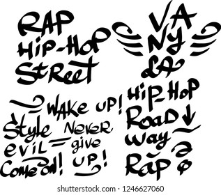 Many graffiti tags on a white background. Vector art