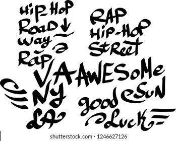Many graffiti tags on a white background. Vector art