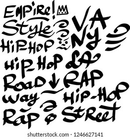 Many graffiti tags on a white background. Vector art