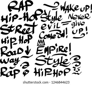 Many graffiti tags on a white background. Vector art