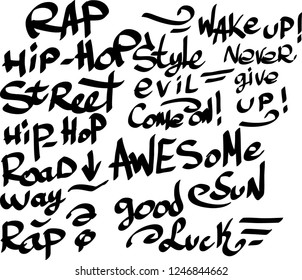 Many graffiti tags on a white background. Vector art