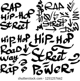 Many graffiti tags on a white background. Vector art