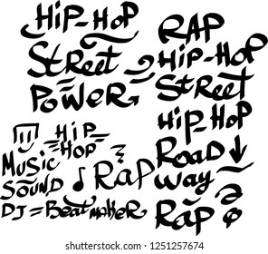 Many graffiti tags on a white background. Vector art