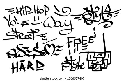 Many Graffiti Tags On White Background Stock Vector (Royalty Free ...