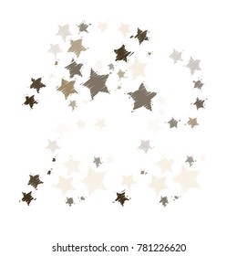 Many Green and Black Embroidered Stars of Different Color Tone and Size on White Background