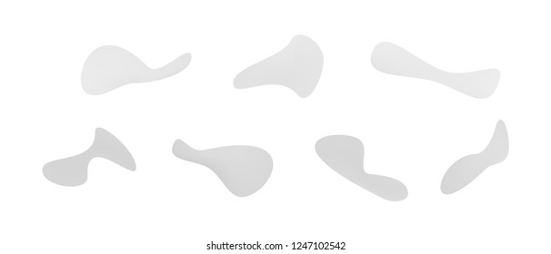 Many green and blue gradient plastic abstract shapes. Set of stylish fluid forms in the form of drops. Vector illustration isolated on white background. 