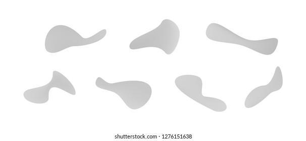 Many green and blue gradient plastic abstract shapes. Set of stylish fluid forms in the form of drops. Vector illustration isolated on white background. 