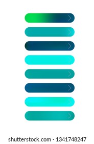 Many green and blue gradient plastic abstract shapes. Set of stylish fluid forms in the form of drops. Vector illustration isolated on white background. 
