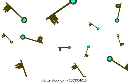 Many Green and Blue Keys of Different Size on White Background