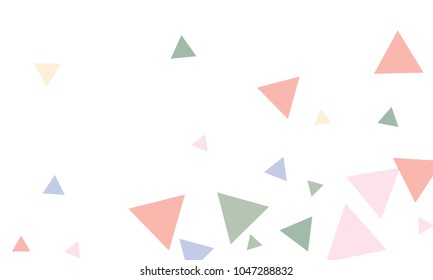 Many Green, Blue, Violet and Pink Triangles of Different Size on White Background