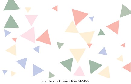 Many Green, Blue, Violet and Pink Triangles of Different Size on White Background