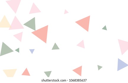 Many Green, Blue, Violet and Pink Triangles of Different Size on White Background