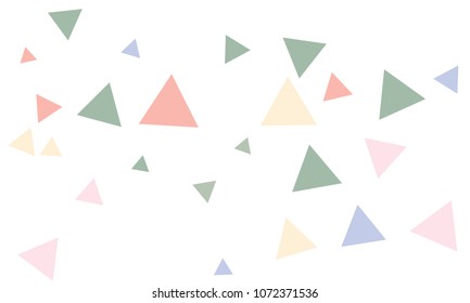 Many Green, Blue, Violet and Pink Triangles of Different Size on White Background