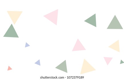 Many Green, Blue, Violet and Pink Triangles of Different Size on White Background