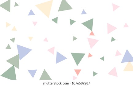 Many Green, Blue, Violet and Pink Triangles of Different Size on White Background