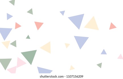 Many Green, Blue, Violet and Pink Triangles of Different Size on White Background