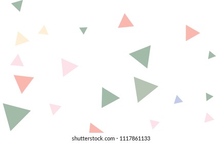 Many Green, Blue, Violet and Pink Triangles of Different Size on White Background