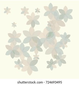 Many Green and Brown Flowers of Different Size on Light Background