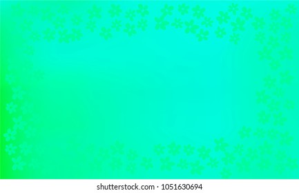 Many Green Flowers of Different Shape on Blue and Green Gradient Background