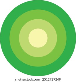 many green monochrome circle shape on white background. polygonal geometric figure. 
