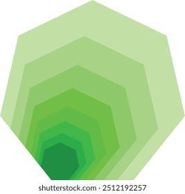 muitas formas de heptágono monocromático verde sobre fundo branco. figura geométrica poligonal. 