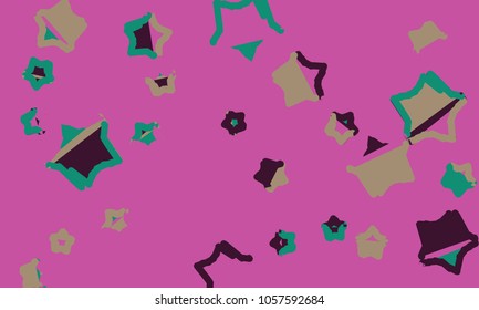 Many Green and Pink Stars of Different Size