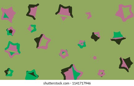 Many Green and Pink Stars of Different Size
